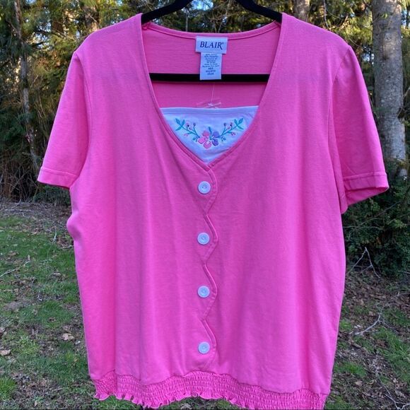 BLAIR Pink Short Sleeve NWOT Vintage Top M - Picture 1 of 11